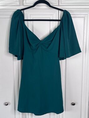 Abercrombie & Fitch Teal Puff-Sleeve Mini Dress